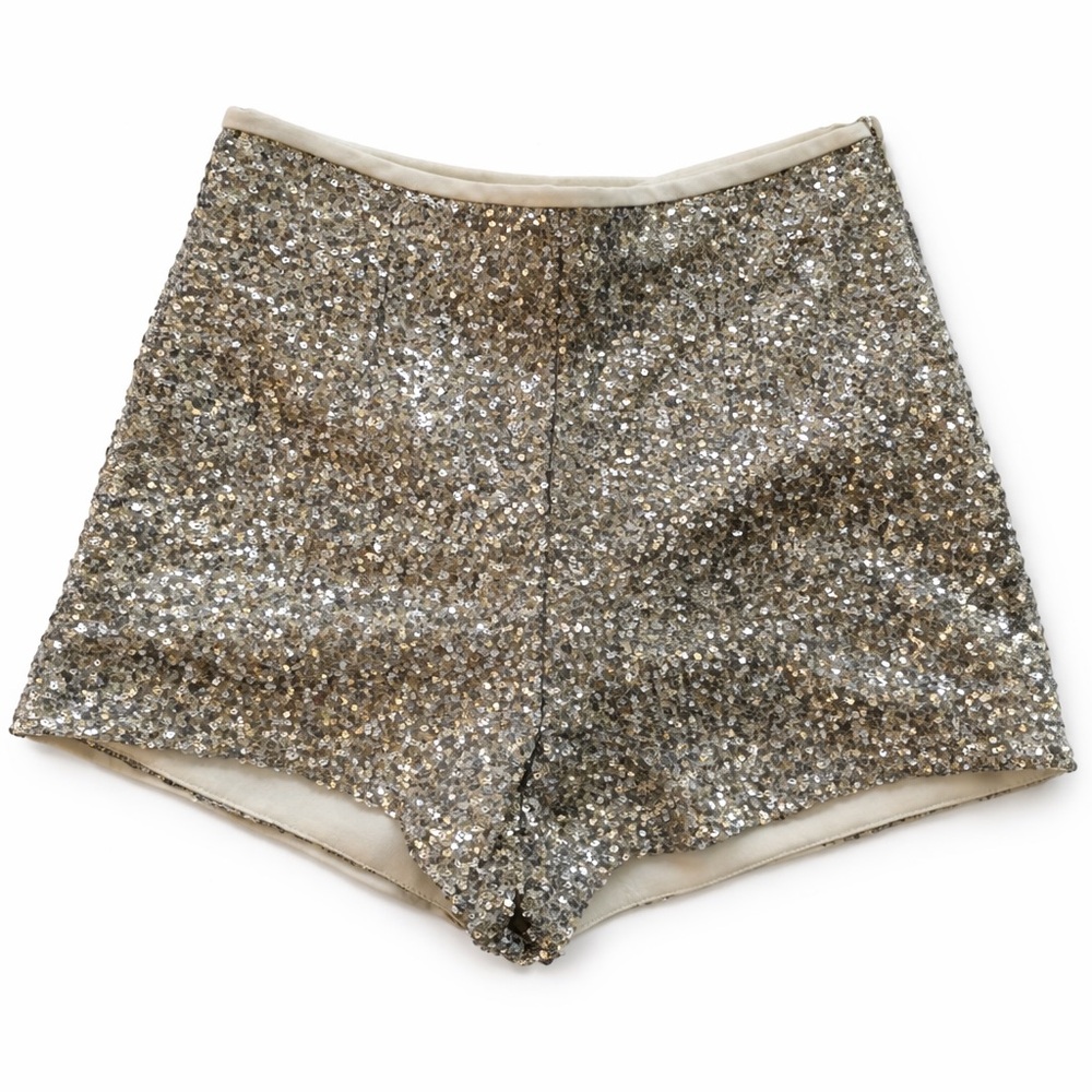 ZARA SEQUINNED HIGH-WAIST BERMUDA SHORTS - Picture 2 of 9